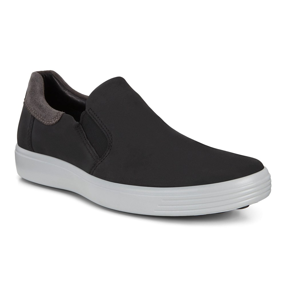 ECCO Mens Slip On Black - Soft 7 Sneakerss - FDN-872354